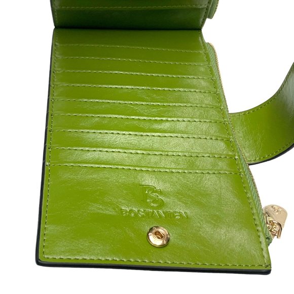 BOSTANTEN Grass Green‎ Cowhide Leather RFID Blocking Bifold Clutch Wallet - Picture 7 of 11